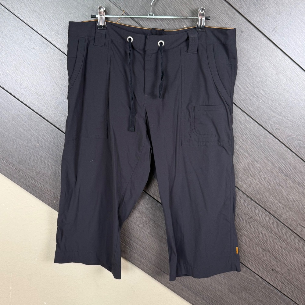 Lucy Women's Medium Black Nylon Capri Pants Drawstring Stretch Lightweight